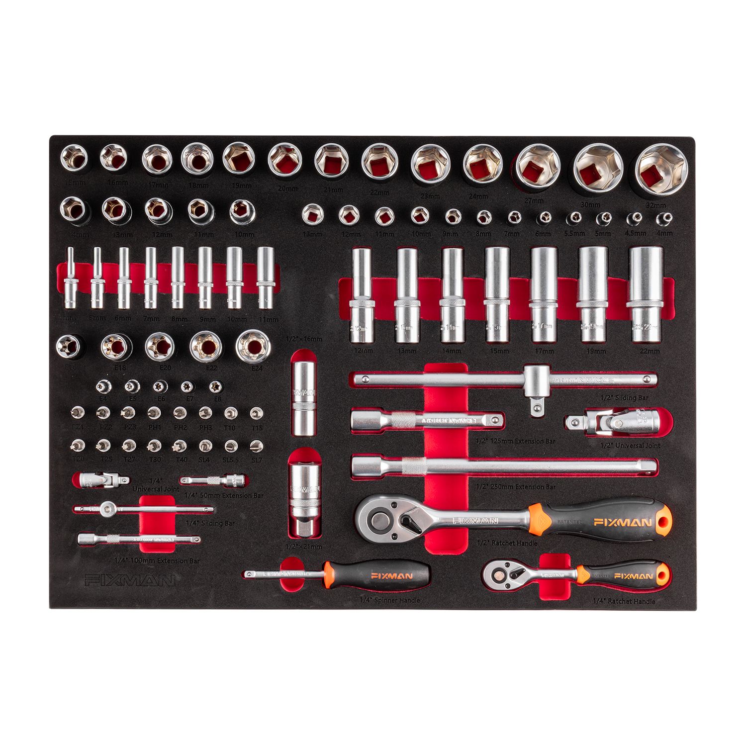 FIXMAN Classic Line 7-Drawer Roller Cabinet with 133-Piece Mechanics Tool Set